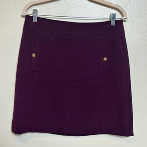 Loft Women's Skirt Mini Plum Pockets Gold Buttons Size 6
